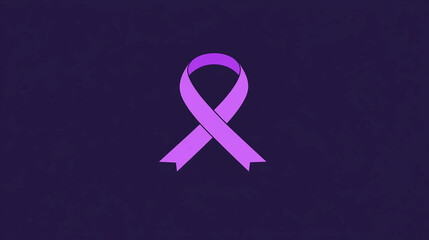 Purple ribbon on solid background indicating awareness from cancer, world cancer day design