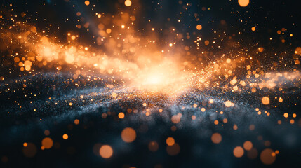 Obraz premium Cosmic explosion of orange and blue particles in deep space creates a stunning visual