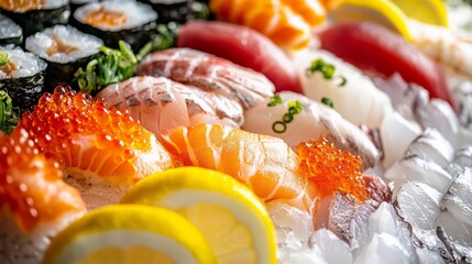 Halal Sashimi arranged beautifully under bright studio lighting, with focus on the halal certification and quality of the fresh seafood