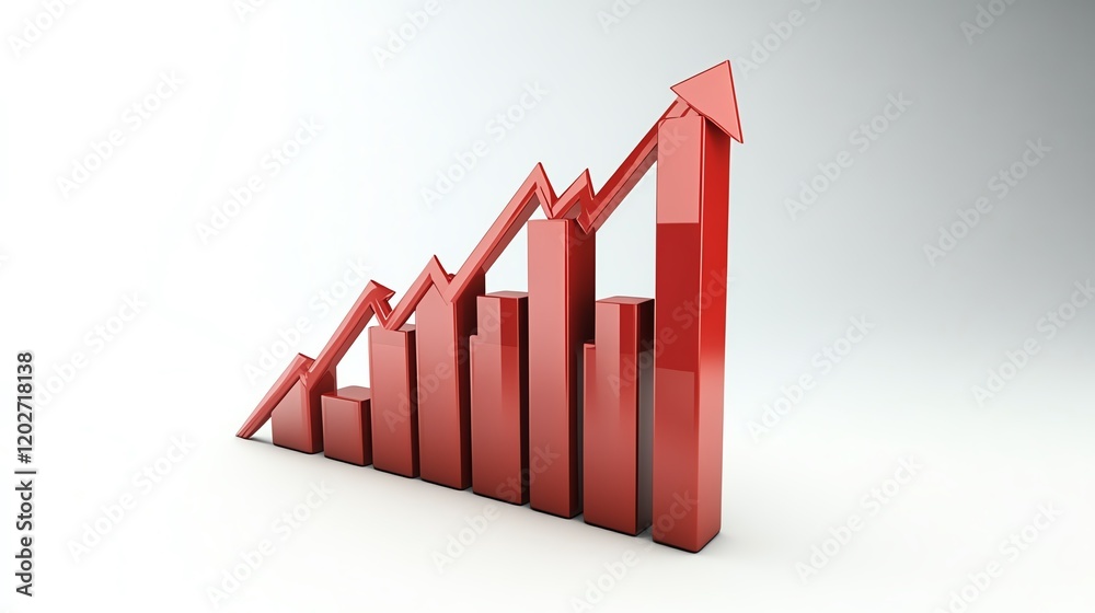 Poster dynamic growth chart showing increased performance over time with a prominent upward arrow