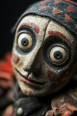 A Close-Up of a Finely Crafted Puppet with Expressive Features and Intricate Details
