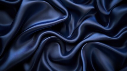 Fototapeta premium Luxurious navy blue silk fabric, draped elegantly. Perfect for backgrounds, fashion, or luxury product presentations.