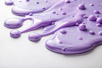 Obraz premium A puddle of lavender slime forms on a white surface, with slow dripping slimes creating an abstract pattern, colorfulcreations, slimephotography, abstractart, drippingart, slimemystery