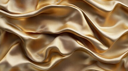 Obraz premium Luxurious Golden Silk Fabric Draped Texture Background Image
