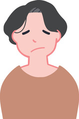 悲しい顔をしているセンター分け女性の上半身ベクターイラスト