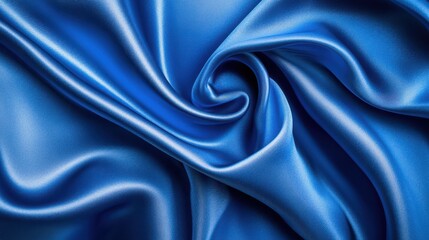 Fototapeta premium Luxurious blue satin fabric, swirling elegantly. Perfect for designs needing a rich, smooth texture, ideal for fashion, beauty, or luxury product ads.