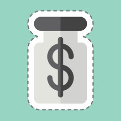 Sticker line cut Money Jar. related to Savings symbol. design editable