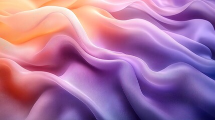 Fototapeta premium Soft, flowing fabric in gradient hues of orange and purple, evoking a sense of calm and elegance.