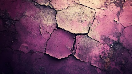 Obraz premium Deep Purple Cracked Texture Weathered Wall Distressed Surface Background