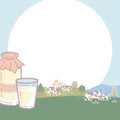 牧場牛乳の正方形バナー素材