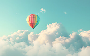 Fototapeta premium Hot Air Balloon in Cloudy Sky