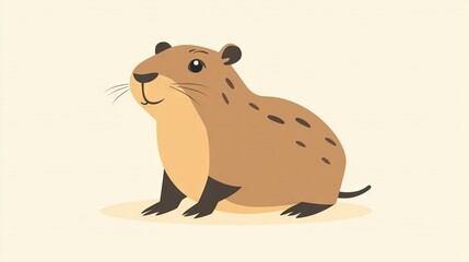 Fototapeta premium Brown animal on white floor, light brown background, black spot on face