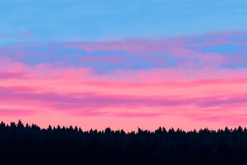 Obraz premium Serene Pink Sunset Over the Forest