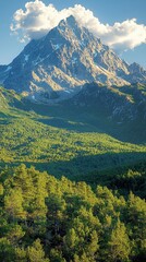 Fototapeta premium Weekend mountain hikes in lush green forests high-resolution textures scenic views nature exploration