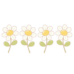 Daisy Flower Border. Simple and Cute Style Illustration.