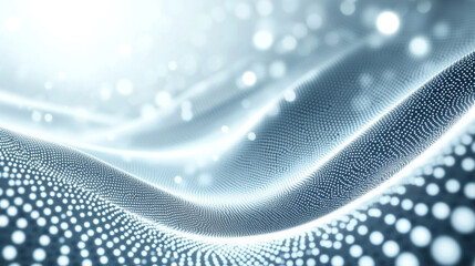 Wavy pattern of glowing dots creating a dynamic digital landscape