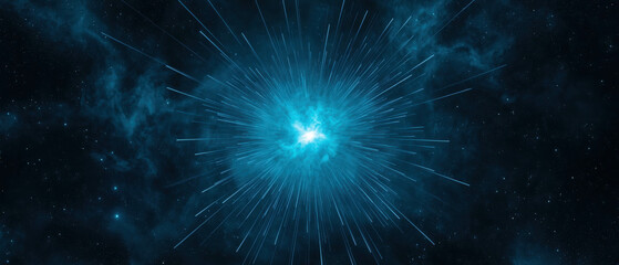 Fototapeta premium Wide View of the Brightly Glowing Gateway of Anu in a Starry Cosmic Background