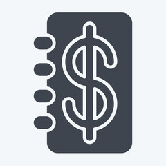 Icon Passbook. related to Savings symbol. glyph style. design editable