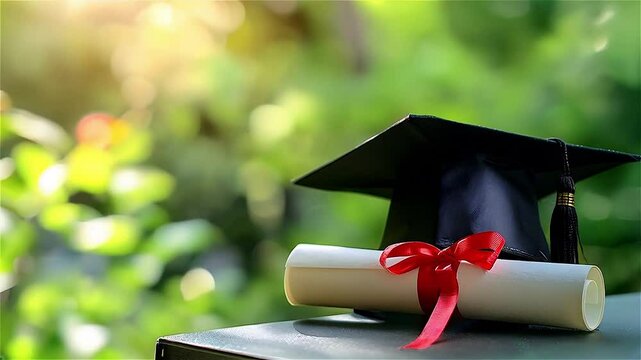 Graduation cap and diploma