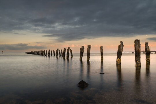 sunset at the old pier