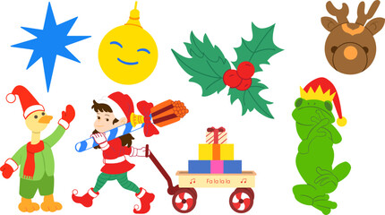 set of christmas elements