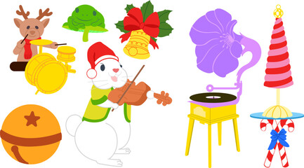 cartoon music animal | Christmas Music | set of animals