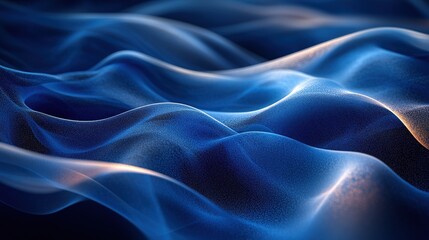Obraz premium Abstract blue waves create a serene, flowing visual effect, evoking calmness and depth.