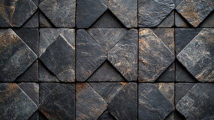 Textured slate tiles arranged in a geometric pattern for interior design applications