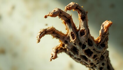 Fototapeta premium Close-up of a Spooky, Decayed Hand-Like Structure