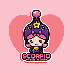 cute scorpio zodiac with heart background