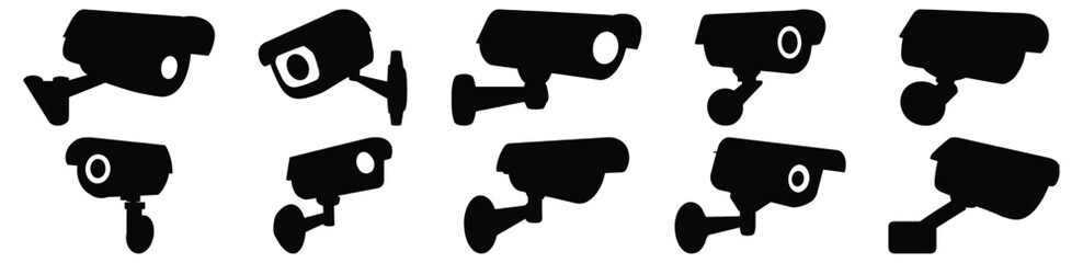 Camera silhouette set vector design big pack of cctv illustration and icon