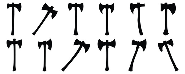 Axe silhouette set vector design big pack of tool illustration and icon