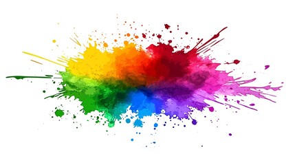 Colorful paint splash explosion, white background, design element