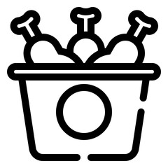 Chicken Bucket Icon in Flat Style Suitable for Web, Apps, Presentation, or Printable Meanings
