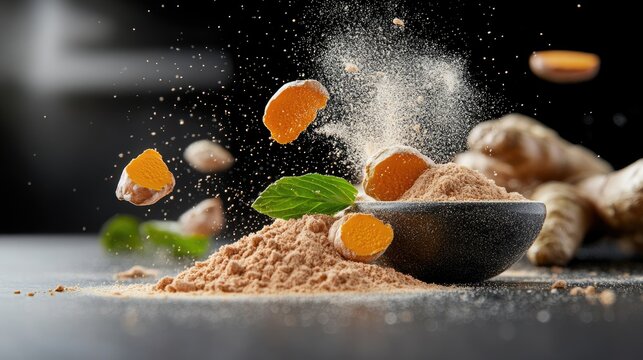 Curcumin: bioactive compound, yellow pigment, therapeutic agent, spice essence, natural supplement, inflammation reducer, wellness ingredient, holistic remedy, health aid, traditional use.