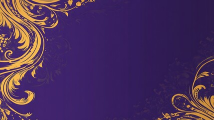 Elegant Purple Background With Golden Floral Design