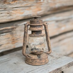 Rusty Lantern Vintage Setting Decorative Object Rustic Environment Close-up View Nostalgic Concept for Home Decor