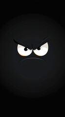 A simple, minimalist cartoon-style illustration of angry eyes glowing in the dark, designed for an iPhone wallpaper with high resolution and vector graphics.