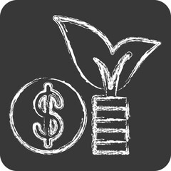 Icon Growing Coin. related to Savings symbol. chalk Style. design editable