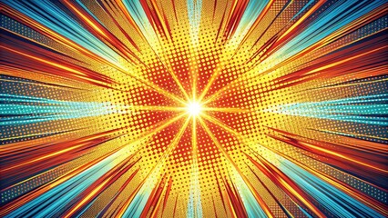 Obraz premium Dynamic Radiating Burst of Light and Color in a Comic Book Style Design