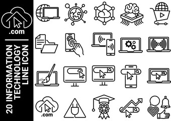 information technology line icon, black and white