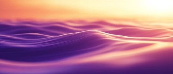 Obraz premium A serene ocean at sunset paints waves in hues of purple and gold, evoking tranquility and awe.