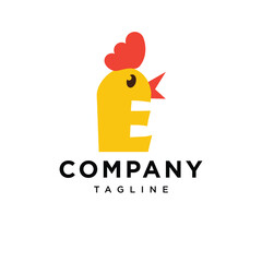 Letter E Cute Chicken Logo Icon Vector © Imam