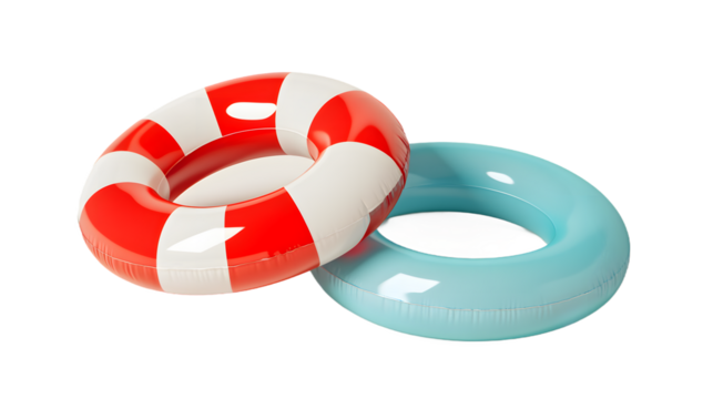 Inflatable Swimming Rings, Isolated on Transparent Background