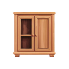 Wooden cabinet with two doors and open shelf