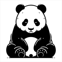 Minimal panda silhouette vector. Bear vector icon. Panda silhouette icon on a white background.