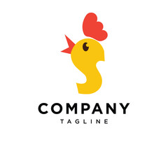 Letter S Cute Chicken Logo Icon Vector