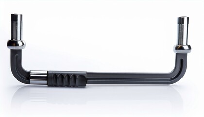 Close-up of a dark gray industrial component with metallic accents.
