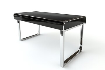 Sleek Black Desk with Chrome Legs