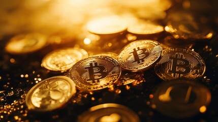 Bitcoin and cryptocurrency finance concept. Ideal for business, economy, and digital currency themes